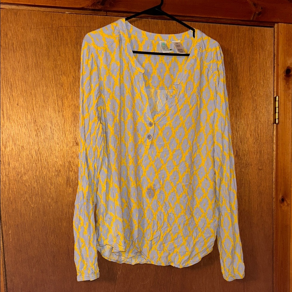 Yellow and Gray Patterned Women's Top